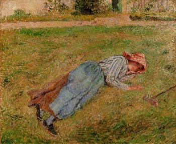 卡米耶 畢沙羅 Resting, Peasant Girl Lying on the Grass, Pontoise